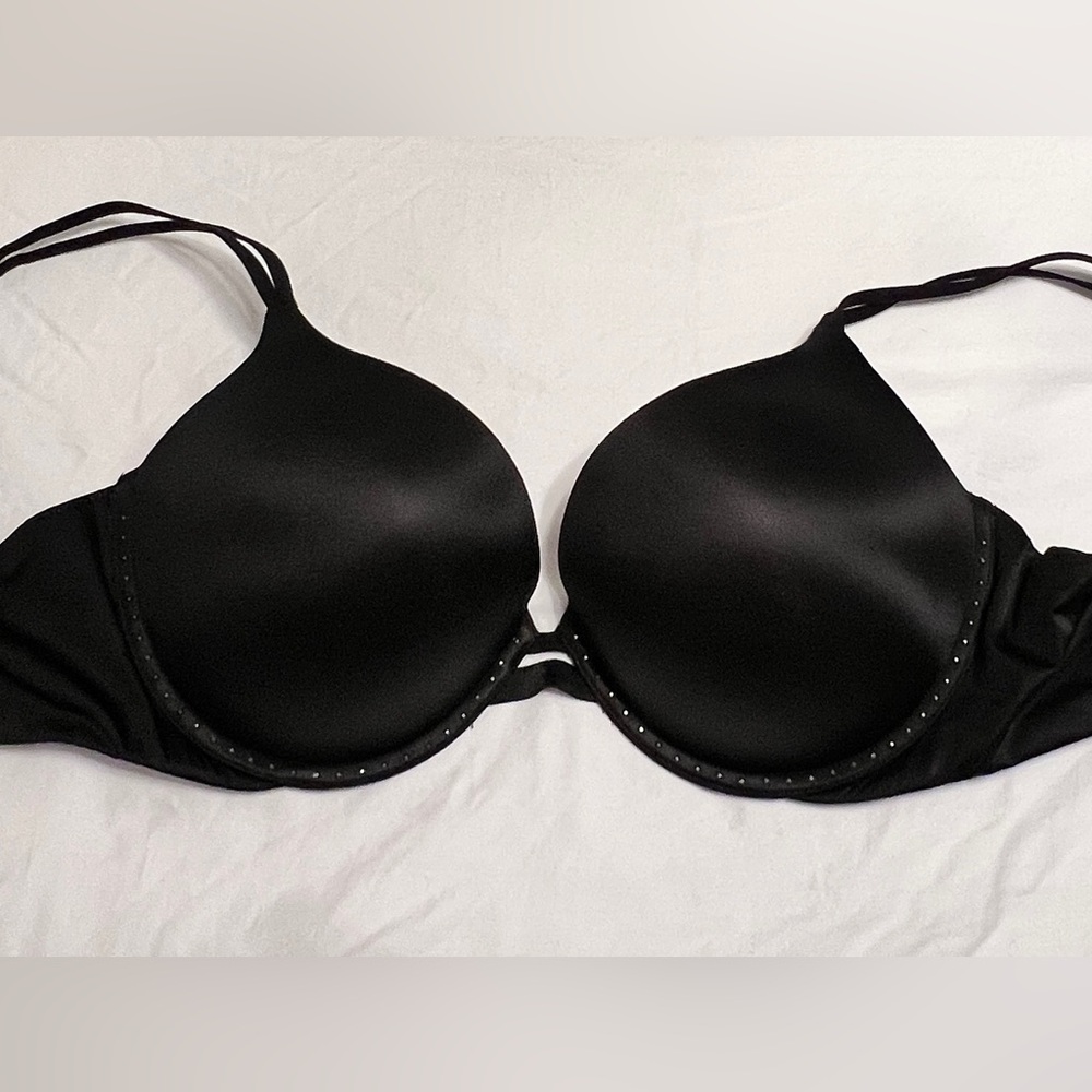 NWOT Victoria’s Secret Very Sexy Black & Black Rhinestones Push Up Bra 34F (DDD) - Picture 3 of 10